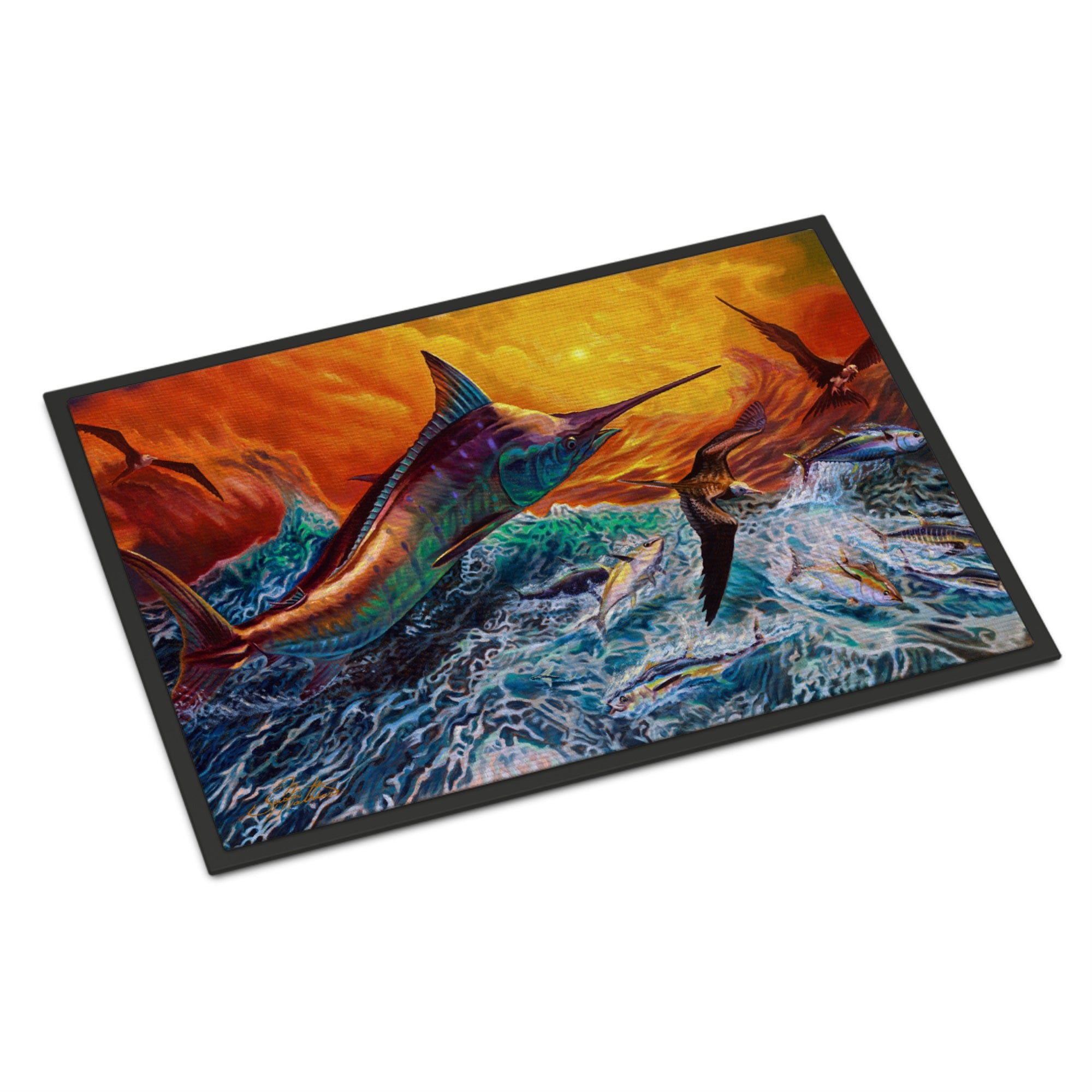 Reflective Chaos Blue Marlin Indoor Or Outdoor Mat 18X27